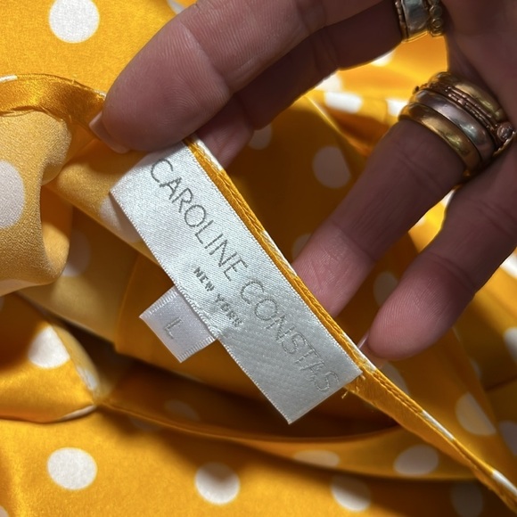 Caroline Constas Amelia Silk Maxi Gown in Saffron and White Polka Dot Size Large - Picture 12 of 12
